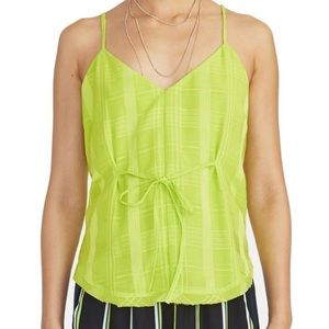 NWT RACHEL ROY Jasmin Plaid Tie-Front Camisole - Lime Green